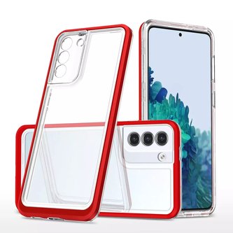 Průhledné pouzdro 3v1 pro Samsung Galaxy S21 FE Frame Cover Gel Red