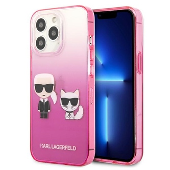Karl Lagerfeld Gradient Ikonik Karl & Choupette - pouzdro pro iPhone 13 Pro (Růžový)