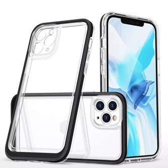 Čirý obal 3v1 pro iPhone 11 Pro Max pouzdro gelový kryt s rámem černý