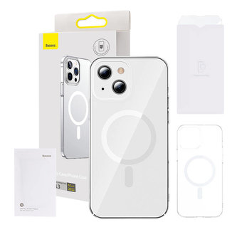 Baseus Crystal Magnetic Glass Case pro iPhone 13 (průhledný) + tvrzené sklo