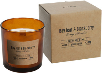 Vonná svíčka dřevěný knot 300g bobk. list & ostružina