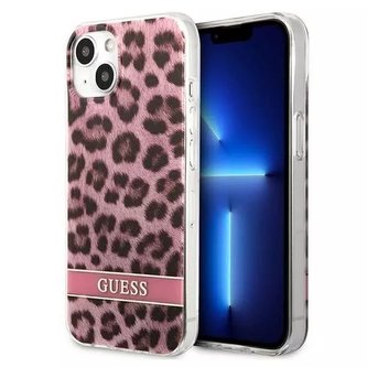 Guess GUHCP13MHSLEOP iPhone 13 6,1" růžový/růžový pevný obal Leopard