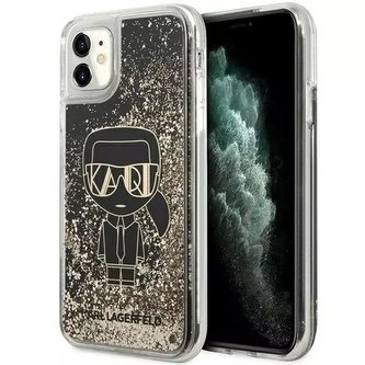 Ochranné pouzdro na telefon Karl Lagerfeld KLHCN61LGGKBK pro Apple iPhone 11/ XR 6.1" černo/černé pevné pouzdro Liquid Glitter Gatsby