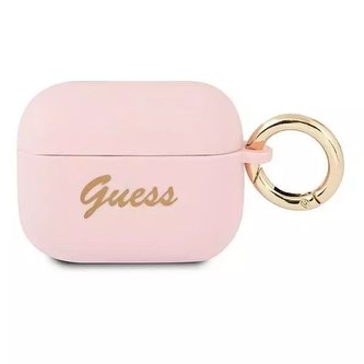 Guess GUAPSSSI AirPods Pro kryt růžový / růžový Silikonový Vintage Script