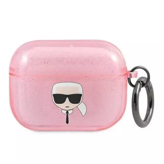 Karl Lagerfeld Kryt KLAPUKHGP AirPods Pro růžový / růžový Glitter Karl`s Head
