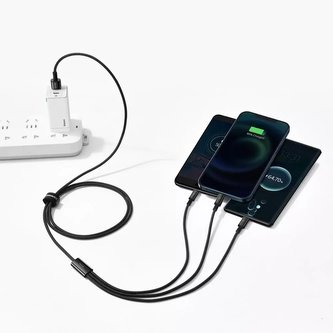 Baseus Tungsten kabel 3v1 USB - USB typu C / Lightning / micro USB 3,5 A 1,5 m černý (CAMLTWJ-01)