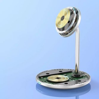 Choetech 15W bezdrátová nabíječka Qi pro iPhone a AirPods magnetický držák kompatibilní s MagSafe Silver (T581-F)