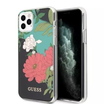 Guess GUHCN65IMLFL01 iPhone 11 Pro Max černá/černá květinová kolekce N°1