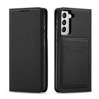 Pouzdro na magnetické karty pro Samsung Galaxy S22 Pouch Card Wallet Card Holder Card Holder Black