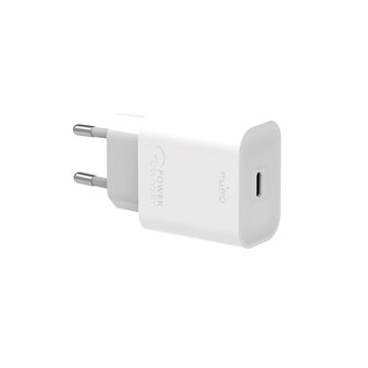 Rychlá cestovní nabíječka PURO Mini – 20W rychlonabíječka USB-C Power Delivery (bílá)