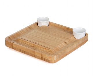 RUMI | servírovací prkénko s miskami a noži | 33x33 cm | 887388 Homla