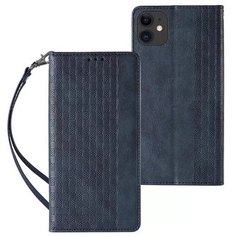 Magnet Strap Case pro iPhone 13 mini kryt peněženka mini přívěsek na šňůrku modrý