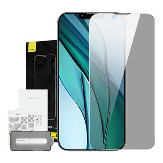 Baseus Crystal Tvrzené sklo odolné proti prachu s filtrem pro ochranu soukromí 0,3 mm pro iPhone 14 Plus/13 Pro Max (1ks)