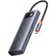 Dokovací stanice Baseus Metal Gleam HUB 6 v 1 USB typu C – 1 x HDMI / 3 x USB 3.2 Gen. 1 / 1 x napájení / 1 x VGA šedá (WKWG030013)