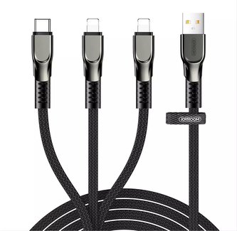 Joyroom 3w1 kabel USB - Lightning / Lightning / USB Typ C 3,5A 480 Mbps 1,3 m černý (S-1335K4)