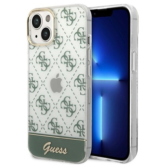 Guess 4G Stripe Script Logo Electroplated Pattern - pouzdro pro iPhone 14 Plus (Khaki)