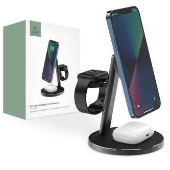 Indukční nabíječka A9 3v1 Magnetic MagSafe Wireless Charger Black nabíjecí stanice