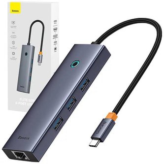 Baseus hub Ultra Joy USB 6v1 (USB-C/1xHDMI4K30Hz/3xUSB 3.0/1xPD/RJ45) šedý