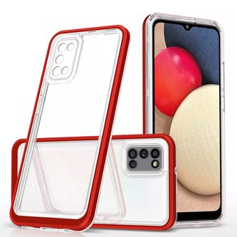 Čiré pouzdro 3v1 pro Samsung Galaxy A03s (166) rámeček gelový kryt červený