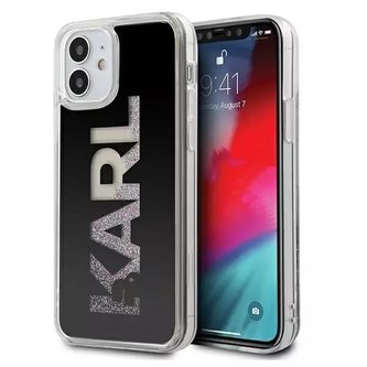 Karl Lagerfeld KLHCP12SKLMLBK iPhone 12 mini 5,4" černý/černý pevný obal Karl Logo Glitter