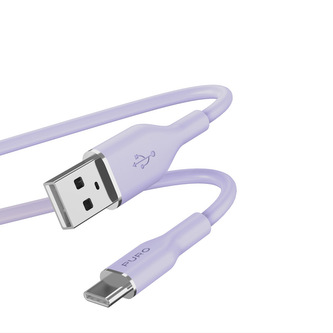 PURO ICON Soft Cable - USB-A na USB-C 1,5 m (Tech Lavender)