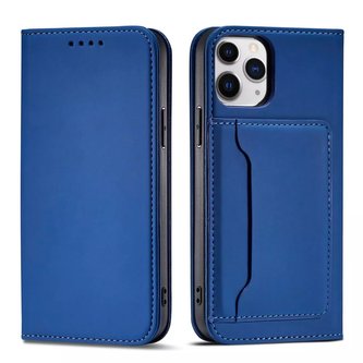 Magnet Card Case pro iPhone 12 obal na karty peněženka stojánek na karty modrý