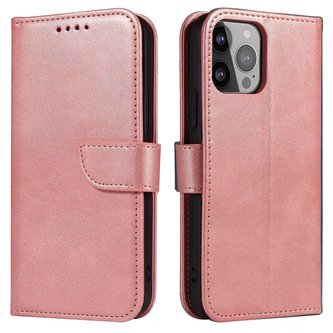 Magnetic Phone Case pro iPhone 14 Pro elegantní kryt pouzdra s odklápěcím krytem a funkcí stojánku růžový