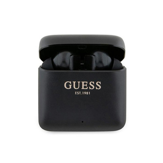 Guess Printed Logo - sluchátka Bluetooth TWS + nabíjecí pouzdro (černá)