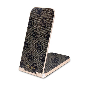 Guess 4G Pattern MagSafe - Skládací indirektní nabíječka 2v1 s MagSafe pro iPhone a AirPods 15W (hnědá)