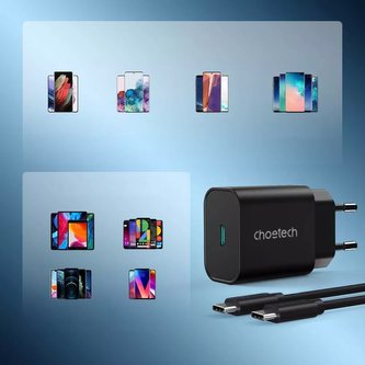 Rychlá nabíječka Choetech USB typu C 25W PPS PD černá (PD6003)