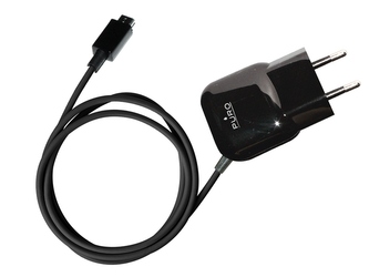 PURO Mini cestovní nabíječka – přenosná nástěnná nabíječka s micro USB kabelem (černá)
