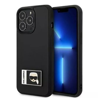 Ochranné pouzdro na telefon Karl Lagerfeld KLHCP13L3DKPK pro Apple iPhone 13 Pro / 13 6.1" černo/černé pevné pouzdro Ikonik Patch