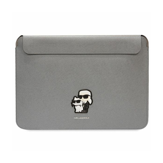 Karl Lagerfeld NFT Saffiano Karl & Choupette Sleeve - 16" pouzdro na notebook (stříbrné)