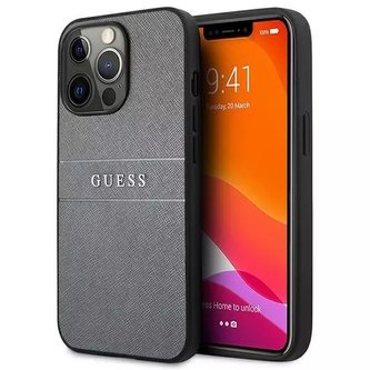 Guess GUHCP13LPSASBGR iPhone 13 Pro / 13 6,1" szary/grey Saffiano Strap