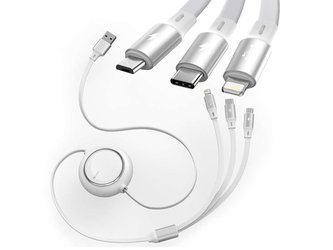 Kabel USB Baseus Bright Mirror 3w1 micro USB / Lightning / USB-C Biały