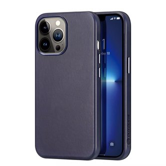 Kožený kryt Dux Ducis Naples pro iPhone 13 Pro Max (kompatibilní s MagSafe) modrý