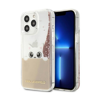 Karl Lagerfeld K-Peek A Boo - pouzdro pro iPhone 13 Pro Max (Glitter Pink Gold)
