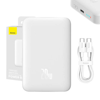 Powerbanka Baseus Magnetic, 10000mAh, 20W (bílá)