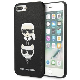 Karl Lagerfeld Saffiano Karl & Choupette Heads - pouzdro pro iPhone 8 Plus / 7 Plus (černé)