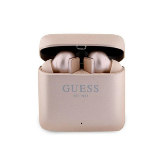 Guess Printed Logo - sluchátka Bluetooth TWS + nabíjecí pouzdro (růžové)