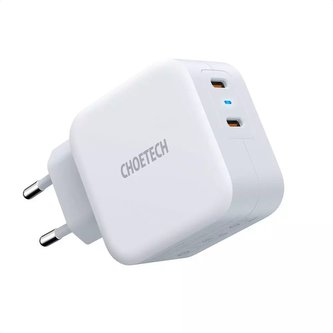 Rychlá nástěnná nabíječka Choetech 2x USB Typ C napájení 40 W 3A bílá (PD6009-EU)