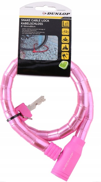 Dunlop anti-theft bicycle key lock (pink)