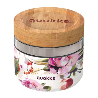Quokka Deli Food Jar - Skleněná dóza na potraviny / lunchbox 820 ml (Dark Flowers)