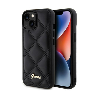 Guess Quilted Metal Logo - pouzdro pro iPhone 15 (černé)