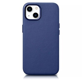 Kožené pouzdro iCarer Originální kožené pouzdro na telefon pro iPhone 14 Plus Modré (kompatibilní s MagSafe)