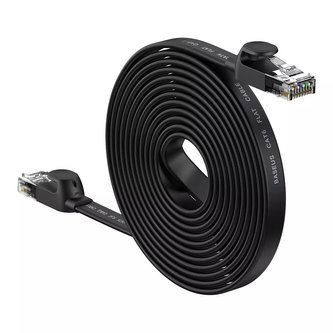 Plochý síťový kabel Baseus Speed ​​Six RJ45 1000Mbps 15m černý (WKJS000301)