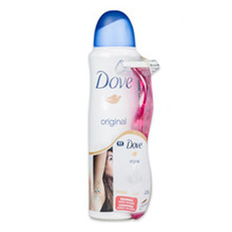 Dove Sada antiperspirant ve spreji Original 150 ml + žiletka na holení woman