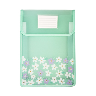 Pouzdro na dokumenty A4 - Zelené kytičky