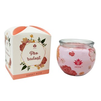 ARÔME Svíčka 90 g, ve skle a flower boxu, Pro radost, Sweet Rose