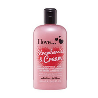 I Love Koupelový a sprchový krém s vůní jahod a sladkého krému (Strawberries & Cream Bubble Bath And Shower Creme) 500 ml woman